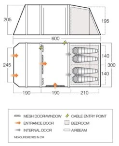 Vango Airbeam Vango Joro Air 450 Eco Dura Tent Package (2023) 14 Vango Airbeam Vango Joro Air 450 Eco Dura Tent Package (2023) -Vango Sales Store joro air 450 floorplan low 1