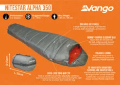 Vango Nitestar Alpha 350 Sleeping Bag (Fog) -Vango Sales Store nitestar 350 infographic