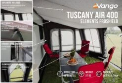 Vango Airbeam Vango Tuscany Air 400 Elements Proshield Caravan Awning (2023) -Vango Sales Store tuscany air 400 eps in